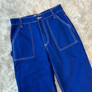 Zara blue cargo/painter pant with white stitching